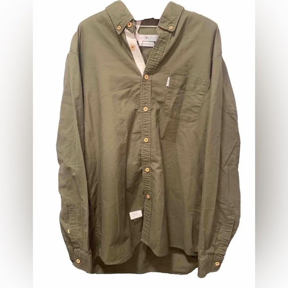 Five Four Other - Five Four Button Down Shirt Mens 2Xl Green Long Sleeve Solid Cotton Collared‎